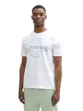 TOM TAILOR Denim Herren 1043491 Basic T-Shirt mit Logo-Print, 10991-Knit White, M