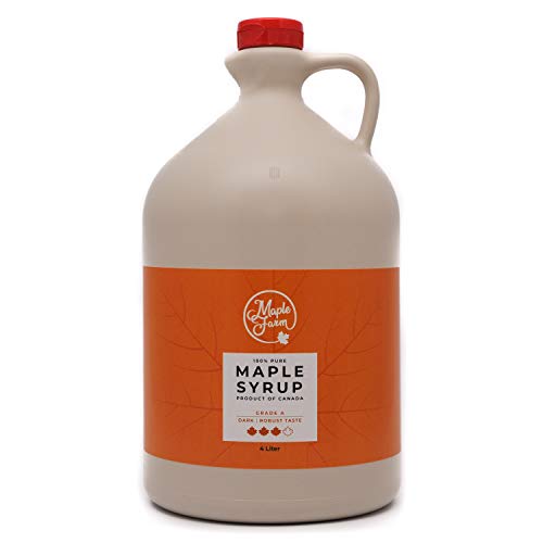 MapleFarm - Reiner kanadischer Ahornsirup Dark Klasse A, Dunkel - Kräftiger Geschmack- Karaffe 4 l (1er Pack) - Pure maple syrup - Ahornsaft