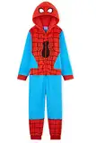 Marvel Jumpsuit Kinder Jungen Onesie, Spiderman Kinder Fleece Overall (Rot/Blau, 6-7 Jahre)