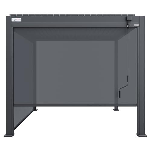 pergomondo Screen-Rollo Außenrollo für Pergola mit Lamellendach Sichtschutz Sonnenschutz Aluminiumrahmen, 3 m, anthrazit