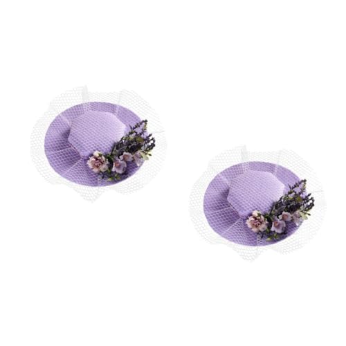 SAFIGLE 2 Stück Zylinder Hochzeit Braut Hut Frauen Mützen Hüte Kleiderhüte weiblicher Partyhut Kappe Frauenhut Hochzeitshut Hutverkauf dekorativer Blumenhut Frauen zarter Hut Wolle Violett