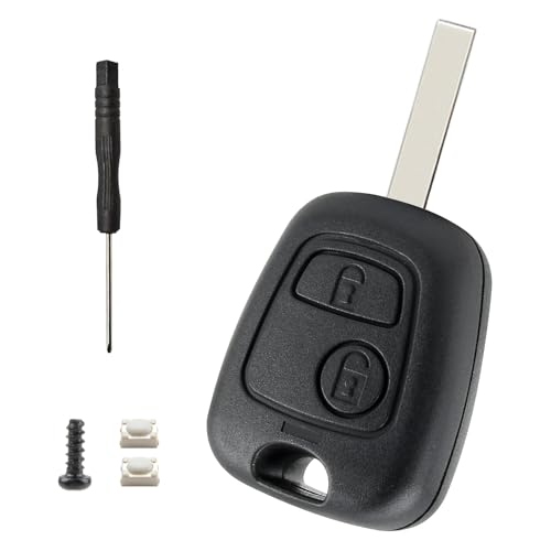 2 Tasten Autoschlüsselgehäuse Ersatz für Peugeot 107 207 407 206 306 406 806 und Citroën C1 C2 C3 C4 Pilotenschlüsselgehäuse, Peugeot Schlüsselgehäuse Ersatzschlüssel Fernbedienung,