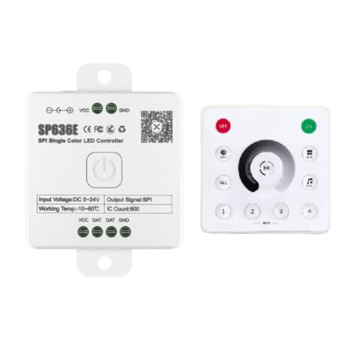 Yominerr AND-SP636E SPI DC5-24v Monochrom-Controller mit AND-RC1 Fernbedienungsunterstützung 2.4G Touch-Fernbedienung