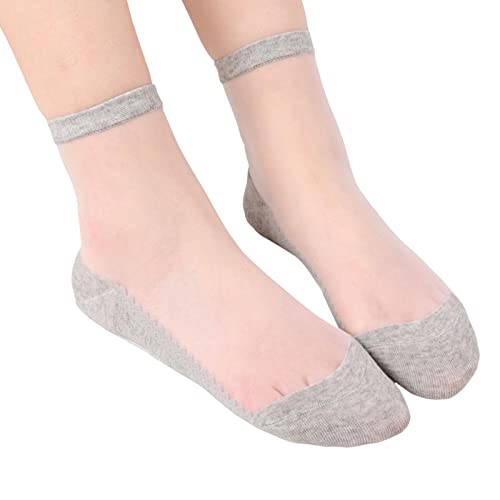 e Socken einfarbig, grundlegende Kristallstrümpfe, mehrfarbige Auswahl, einfache Glasstrümpfe Unsichtbare Socken Damen 39-42 (Grey, One Size)