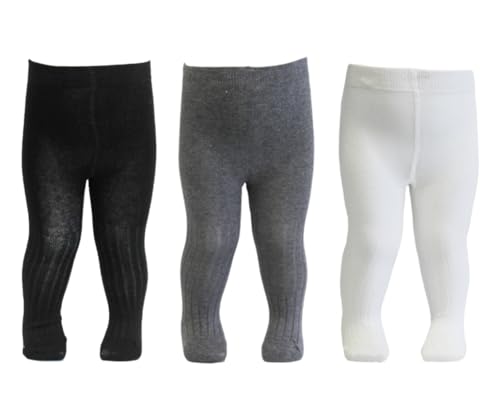 Tiny One Strumpfhose Baby Mädchen & Jungen 50/56 Kinder | Allergenfrei, Hergestellt aus Weichster Bio Baumwolle | Set 3x Elastische Babystrumpfhosen mit Rutschfest Bund | Langlebige & Bequem Tights