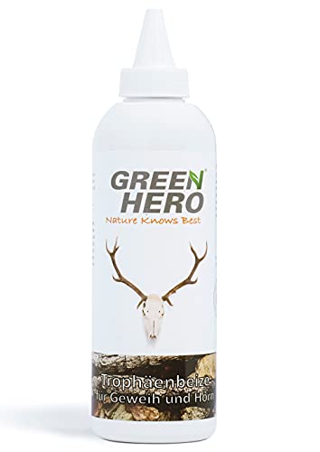 Trophäenbeize 200 ml Mittel zum Auffrischen und Nachfärben von Geweih-Trophäen aller Art, Hirsch-Horn Beize zum Erhalt von natürlichen Farben für Geweih und Horn, Naturfarbkonzentrat