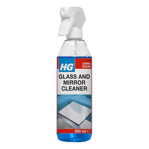 HG Glas und Spiegel Reiniger, streifenfreie Reinigungsformel, entfernt schnell & effektiv Fett und Schmutz von Fenstern und Oberflächen - 500 ml Spray
