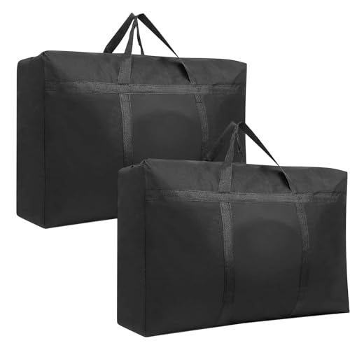 IETWATE 2 Stück Aufbewahrungstasche für Bettdecken, 1680D Oxford Heavy Big Bag, Wasserdichte Langlebige Umzugskartons Groß mit Verstärktem Griff, 100 x 55 x 26CM Große Tasche mit Reißverschluss