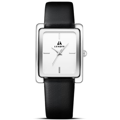 LN LENQIN Armbanduhr Damen Einfachheit Uhr Damen Moden Uhren Analog Quarzuhr mit Lederband
