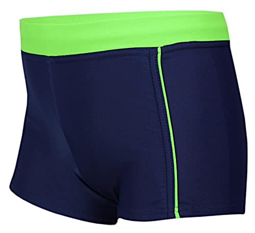 Aquarti Jungen Badehose Schwimmhose Seitliche Paspel Kinder Badeshorts, Farbe: 024 Dunkelblau/Grün, Größe: 152