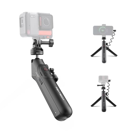 PGYTECH CapLock MantisPod Power, Batteriegriffhalterung für Insta360 Ace Pro 2/X3 Laden Selfie Vlog Anhang Stativ Einbeinstativ mit Action Kamera und 1/4" Adapter, 5000mAh Stromstick für Telefon