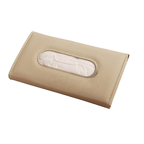 ihreesy Taschentuchhalter Auto Sonnenblende,PU Leder Autopapier Handtuchhalter Serviettenhalter Rücksitz Kosmetiktücherbox Papiertuchspender Tissue Box Halter,Beige