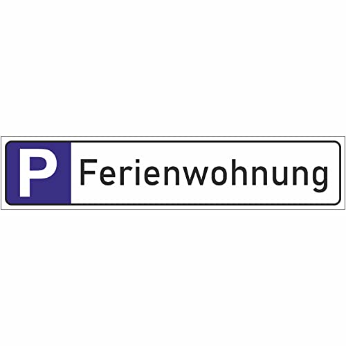 INDIGOS UG - Ferienwohnung - Schild - 52x11cm - Parkplatzschild Parkplatz - Alu-Dibond - Kennzeichen - Namensschild - Garage, Hotel, Parkplatz, Schule, Carport Firma
