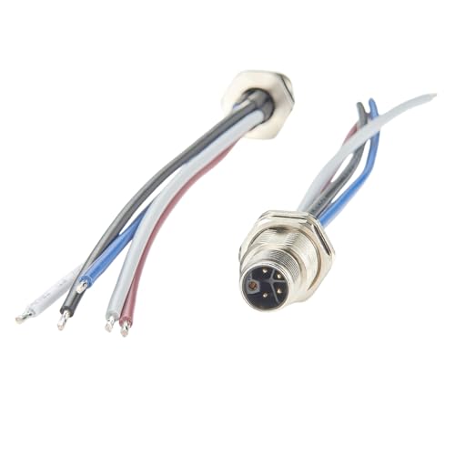 Plinkwirekb M12 5-polig, 4 + PE L-Code-Panel, Frontmontage, Buchsenkabel, IP67, wasserdicht, M12-Stecker, Stromanschluss mit vormontierten Drähten, Gewinde, Unterputzkabel für SPS-Sensoraktor (0,15 m)