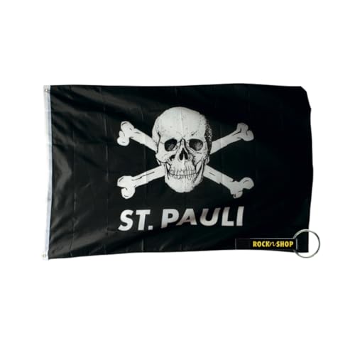 FC St. Pauli Hissfahne Totenkopf Schwarz 120x200cm FCSP Fanartikel + RocknShop Flaschenöffner