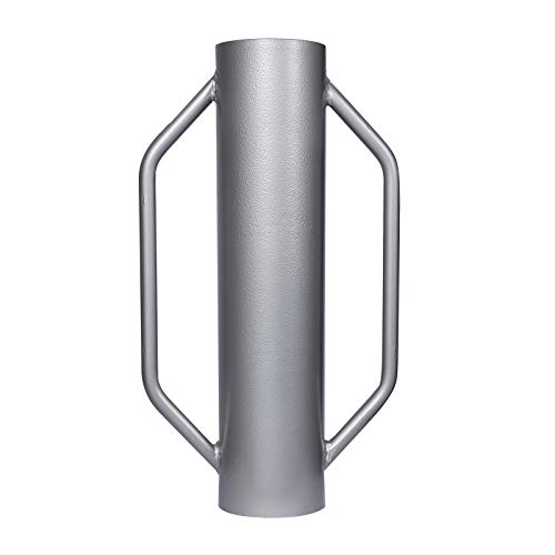 Wiltec Handramme Ø14 cm Zaunpfahlramme mit Handgriffe, Pfahlramme aus Stahl, Pfostenramme für Zaunbau und Bodenverdichtung