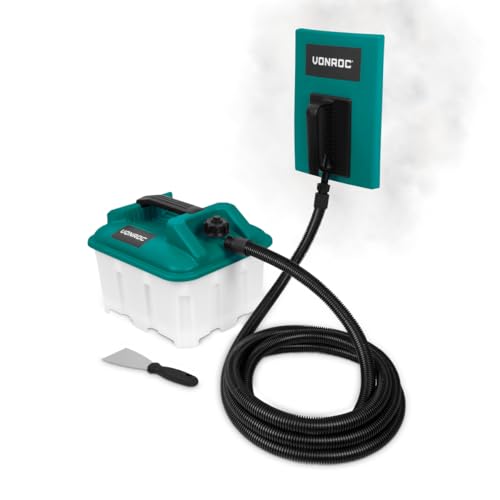 VONROC Tapetenlöser 2300 W – 4,5 l – 4 m langer Schlauch, Spachtel für Wände und 2 Dampfplatten im Lieferumfang enthalten (2300W - 4,0m)