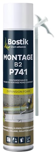 BOSTIK P741 Montage B2 - Einkomponentiger Polyurethanschaum, Zum Montieren, Kleben, Dämmen, Füllen, Gute Hafteigenschaften, Sofort einsetzbar, 750ml