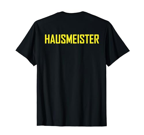 Hausmeister Arbeitskleidung mit gelbem RÜCKENDRUCK T-Shirt
