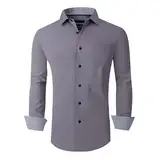 WKAYsIV Hemd Herren Seersucker Business Casual Wrinkle Untucked Stretch Shirts Kurzärmeliges Hemd Herren(Grey,S)