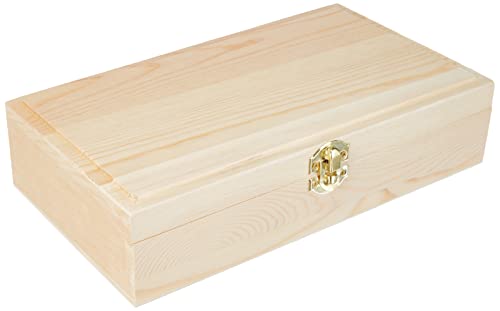 Rayher Holz Schatulle Rahmen, FSC Mix Credit, unbehandelt, mit Metall-Klappverschluss, Größe: 25 cm x 14 cm x 6 cm, 62296000, Beige