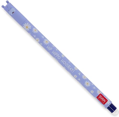 FÜNDIG LEGAMI Löschbarer Gelschreiber, Nilpferd, thermoempfindliche Tinte - 0,7 mm Spitzendurchmesser - 15 cm Länge - Tinte zum Entfernen - blaue Tinte - 1 Stift