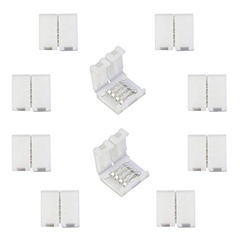 LITAELEK 10pcs 4-Poligen LED Verbinder Mit Klippbefestigung - Stecker Und Schnellverbinder für 10mm Breit SMD 5050 RGB Streifen Stripes (10 Stück)