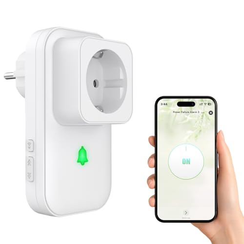 COTINSE Stromausfallmelder WLAN Tuya WiFi Smart Stromausfall Alarm Steckdose, Alarm bei Stromausfall Stromausfallalarm mit Smart Life APP, Stromausfall Warner mit LED Anzeige 3-Stufen-Lautstärkeregler
