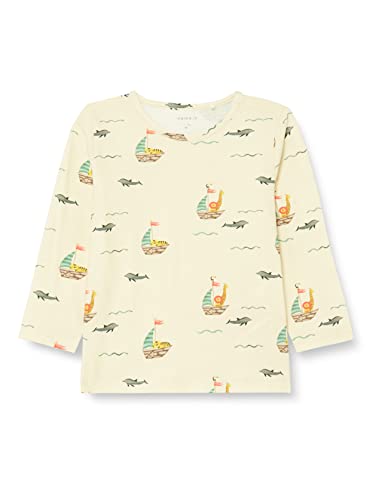 name it Baby Boys NBMFAWN LS Top, Buttercream, 80