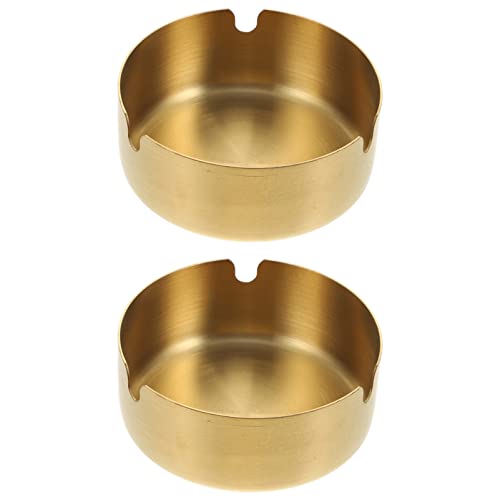 EXCEART 2Pcs Dekorative Goldene Aschenbecher Kleine Vintage Zigarette Butt Container Einfache Stil Aschenbecher für Home Küche Partei Goldene, GZWBF102308RHVE36C