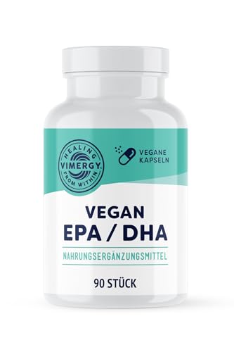 Vimergy Vegan EPA DHA (30 Einnahmen) – Omega 3 Algenöl Kapseln – EPA DHA – Omega 3 Algenöl – Omega 3 Vegan EPA DHA Softgel ohne Gelatine – Gentechnik & Glutenfrei, Koscher (90 Stück)