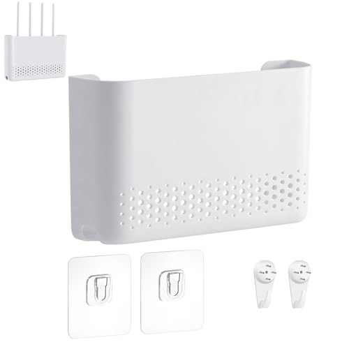 ARCPNRT Router Box, WiFi Router Aufbewahrungsbox, 30 x 22 x 6,5 CM Wandbehänge TV Kabel Organizer, Wall Organizer Box, für Verstecken Cable, Wanddekoration für Schlafzimmer, Wohnzimmer, Büro, Weiß
