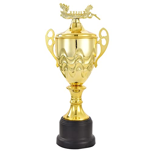 FGJKKRMI 17-Zoll-Gold Trophy Cup Metal Champion Award Trophäen for Ruderrennen, Retro Large Steel Dragon Incentives Prizes Cup Trophy for Hafenturniere