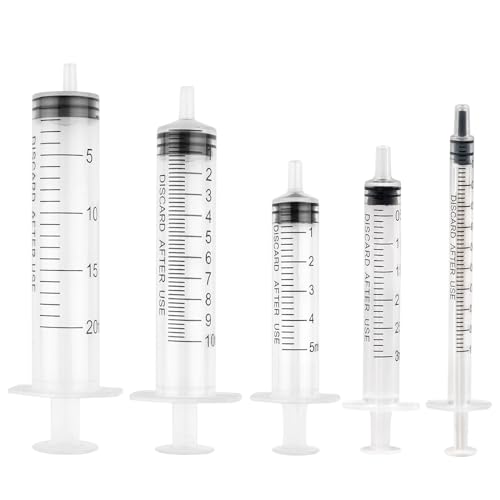 5 Stück Spritze, 1ML 3ML 5ML 10ML 20ML Wiederverwendbare Spritze, Dosierspritze Ohne Nadel, Werkzeuge für Flüssigkeitsmaß Spritzen, Futterspritze, für Labor,Tierfütterung, Pflanzenbewässerung