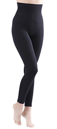 Yenita Damen Shapewear Slim Leggings, Taillen-Leggings, Bauchweg Miederhose, schwarz, Gr. L