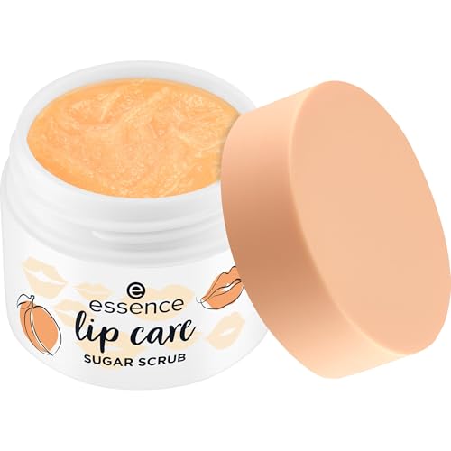 essence lip care SUGAR SCRUB, Lippenpeeling, Orange, feuchtigkeitsspendend, regenerierend, pflegend, vegan, ohne Konservierungsstoffe, ohne Parabene, ohne Mikroplastikpartikel, 1er Pack (9g)