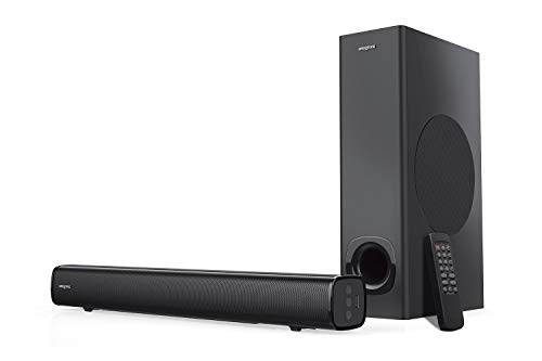 CREATIVE Stage 2.1 Kanal Soundbar mit Subwoofer für TV, Computer und Ultrawidebildschirme, Bluetooth/Optischer Eingang/TV ARC/AUX-Eingang, Fernbedienung und Wandmontage-Kit, Schwarz