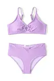 Arshiner Mädchen Bikini-Set Gerippter Sommer Kinder Zweiteiliger Badeanzug Einfarbige Mode StrandBikinis für Mädchen 13-14 Jahre Lila