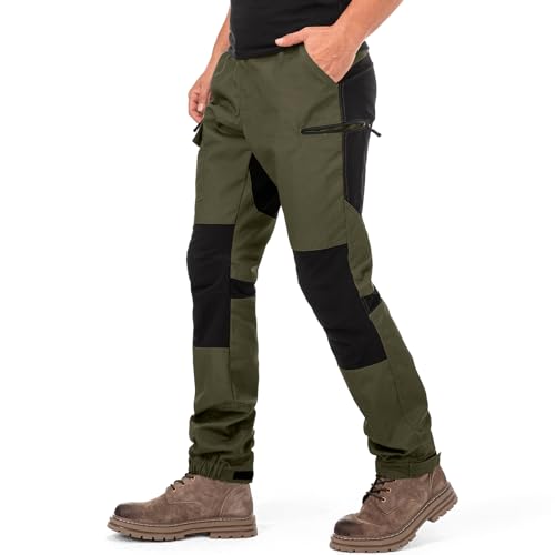 yeyity Wanderhose Herren Outdoor Hosen Robust Atmungsaktiv Langlebig Taktische Hose Arbeitshosen Männer zum Outdoor-Aktivitäten und Außenarbeiten(9925,Amy Grün,M)