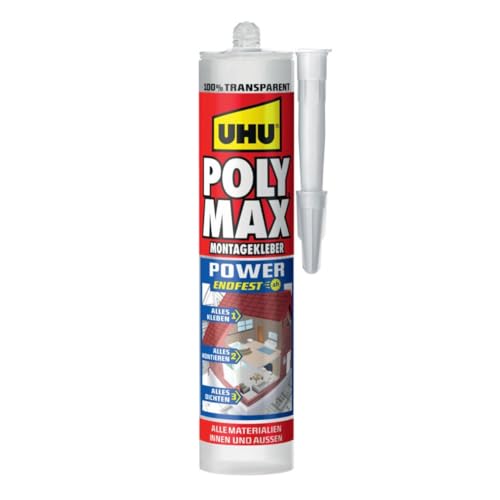 UHU POLY MAX POWER Montagekleber transparent, Kartusche 300g