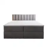 Palermo Boxspringbett mit Bettkästen H3 Matratze mit Topper (Grau, 140 x 200 cm)