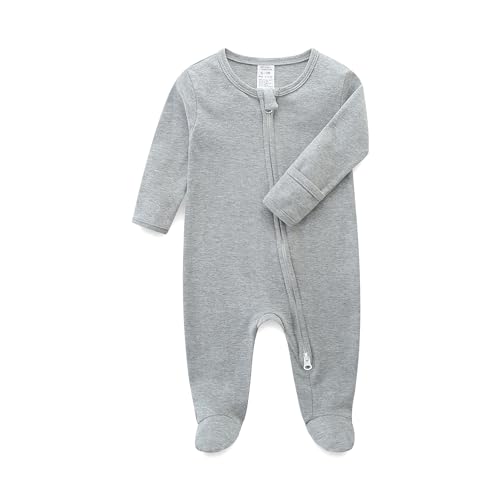 KIDDLETOWN Baby Schlafanzug, Neugeborene Strampler Doppelreißverschluss, Baby Schlafstrampler, Baby Strampler Langarm, Baby Pyjam, Baby Kleidung Junge Mädchen, Babyschlafanzug Baumwolle