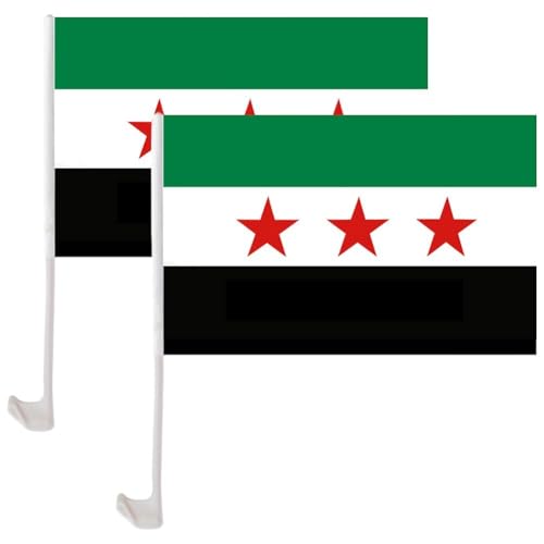 Syrien-autoflaggen, Syrische Autoflaggen, 2 Stück, Kleine Syrien-Flagge Für Auto, Syrische Flaggen Stangen, Flagge Der Arabischen Republik Syrien Für Auto, Fahrzeug, LKW