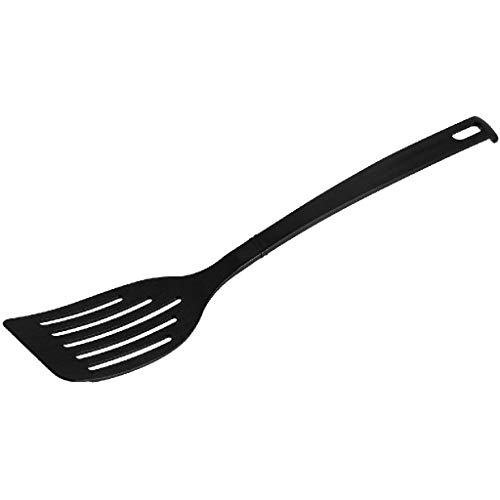 Fackelmann Schlitzwender Nero – Hitzebeständiger Kunststoffwender, 320x66x12mm, Spülmaschinenfest, Schwarz, Made in Germany