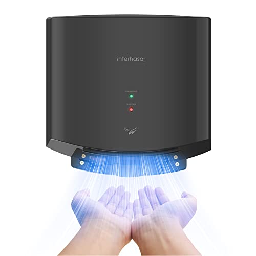 interhasa! Händetrockner automatischer Infrarotsensor handtrockner leise Gewerbe und Haushalt 1250W(Schwarz)