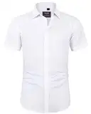 J.VER Hemd Herren Kurzarm Freizeithemd Männer Bügelleichte Oberteile Sommerhemd Business Casual Shirt,Weiß,XL