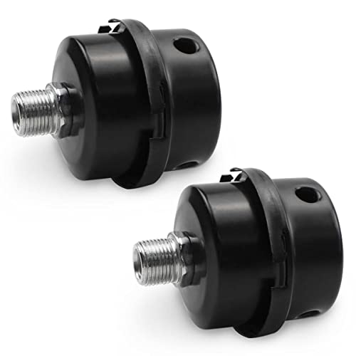 Bwintech 2 Stück Luftkompressor Schalldämpfer Schalldämpfer 1/4" Gewinde Schwarz Metall Ansaugfilter Schalldämpfer für öllosen Luftkompressor