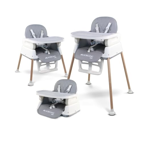 Mobiclinic® kids, Hochstuhl baby, 3-in-1, Kiara, Sitzerhöhung + spielstuhl, Klappbar, 5-punkt-gurt, Verstellbares tablett, 6-36 monate, Bis zu 15 kg, Wasserabweisendes textil