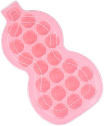 Eiswürfelschalen, Silikonform mit Schlitzen, Eisschale in Kalebassenform mit Deckel for Einfrieren von Eiswürfeln, Lebensmitteln und mehr, kreatives rosa Design for einfaches Herausnehmen und Aufbewah