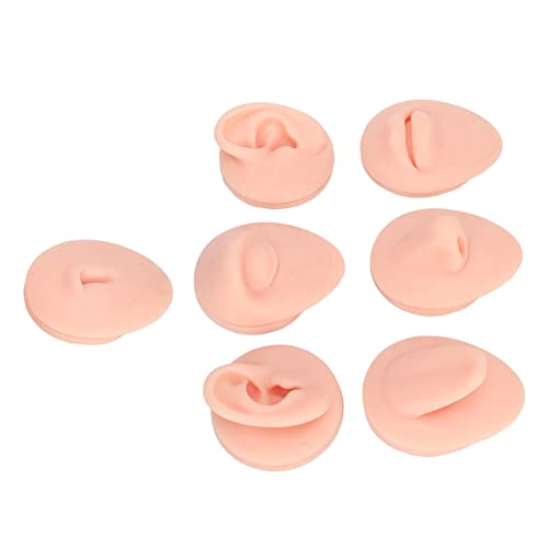Körperpiercing-Übungsmodell, Simulation von Silikon, Ohr, Auge, Nase, Mund, Zunge und Bauchnabel, Modell für Piercer-Anfänger (Hell beige)